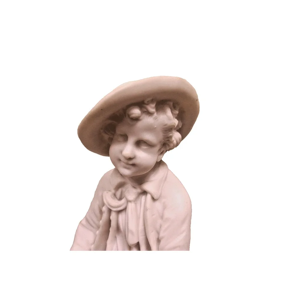 Antique French White Parisian Figurine - Boy And His Dog Figurine 11" - Picture 5 of 10